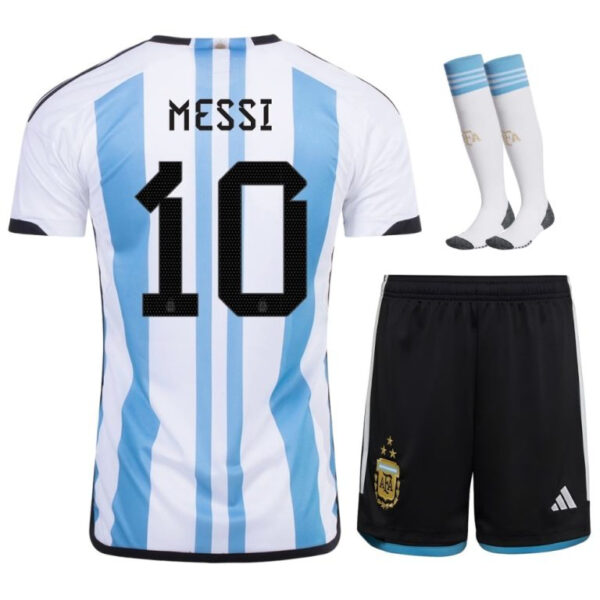 Maillot ENFANT/JUNIOR Argentine Messi 3 Étoiles Champion Coupe du Monde 2022-2023